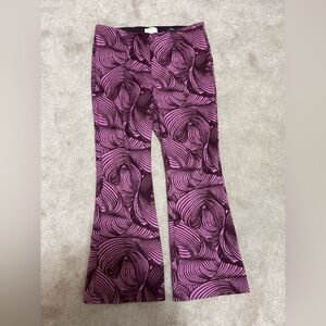 Anthropologie Maeve Plum and Black Flare Pants